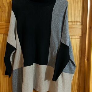 Joseph A Colorblock Turtleneck Sweater - Black, Gray, Cream